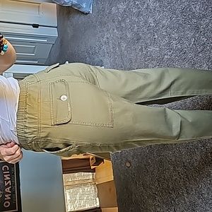 STUNNING EASEL DISTRESSED HIGH WAIST PLEATED FRONT KHAKI PANTS